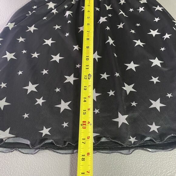 NASTYGAL Skirt Girls Star Print Mesh Tulle Pull On Elastic Knee Length 12 Black - Picture 5 of 7